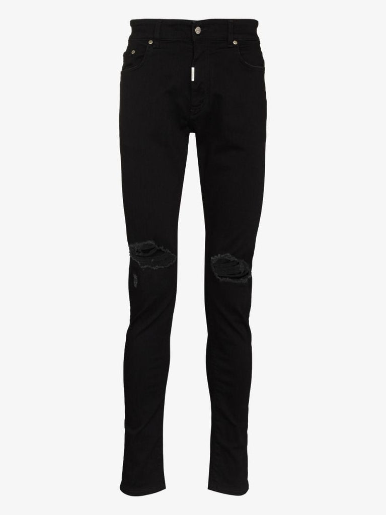 Black Destroyer Distressed Slim-leg Jeans