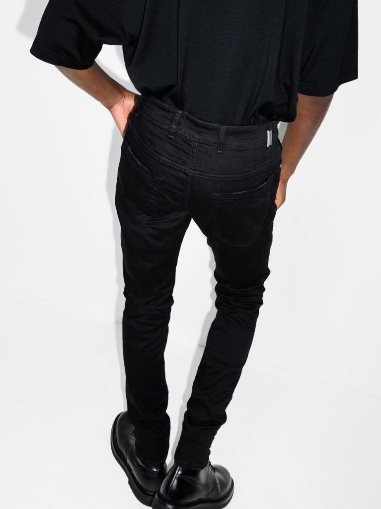 Black Destroyer Distressed Slim-leg Jeans