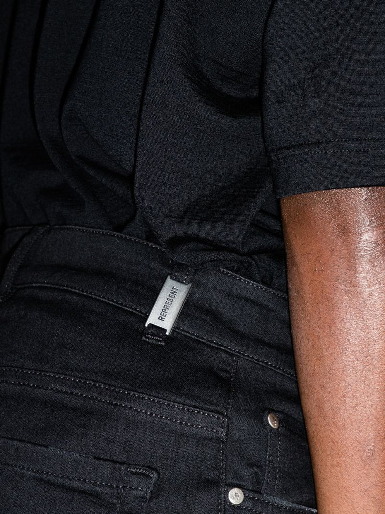 Black Destroyer Distressed Slim-leg Jeans