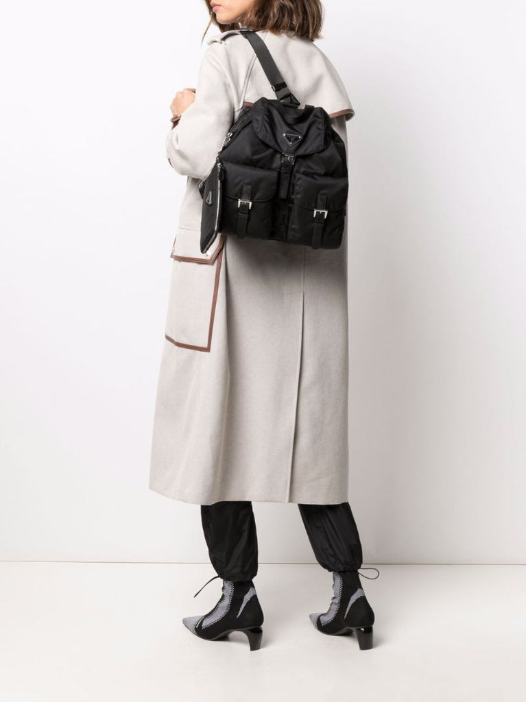 Black Re-nylon Medium Backpack
