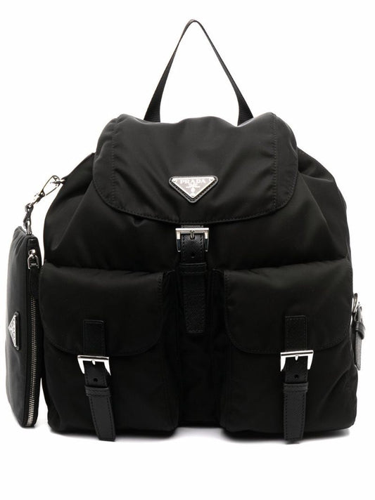 Black Re-nylon Medium Backpack