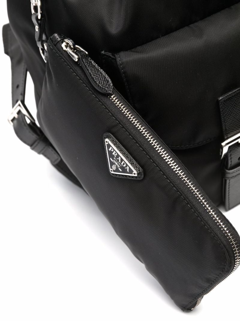Black Re-nylon Medium Backpack