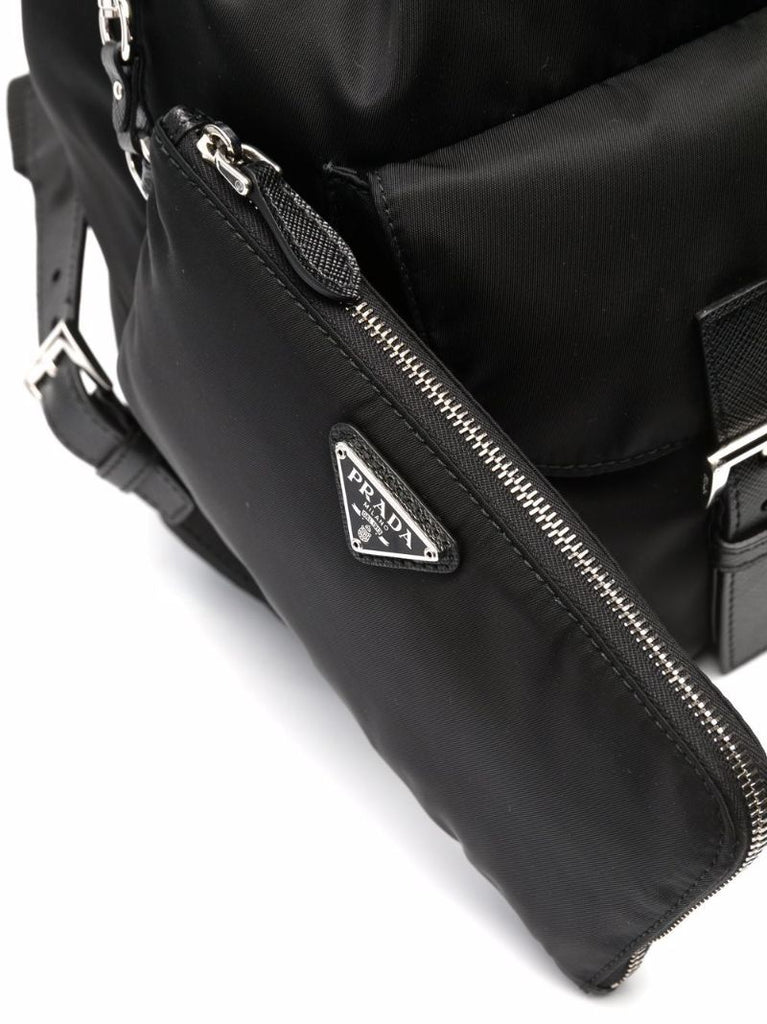 Black Re-nylon Medium Backpack