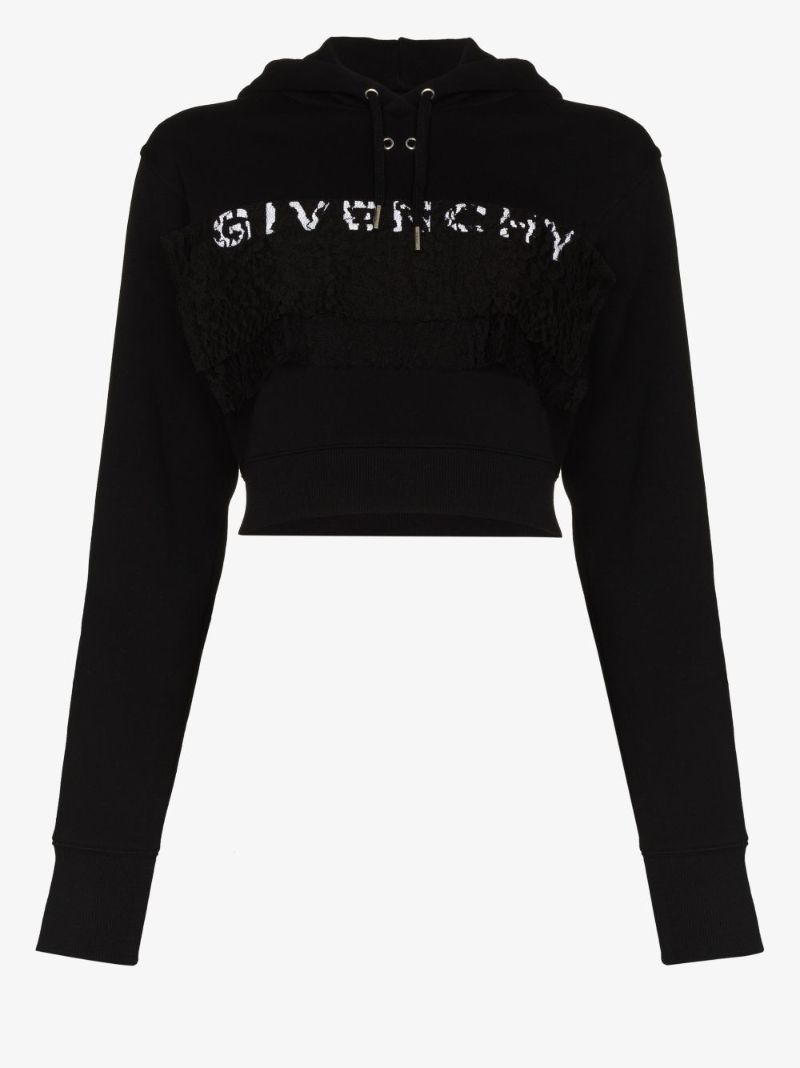 Lace Detail Logo Hoodie