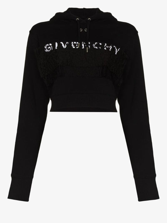 Lace Detail Logo Hoodie