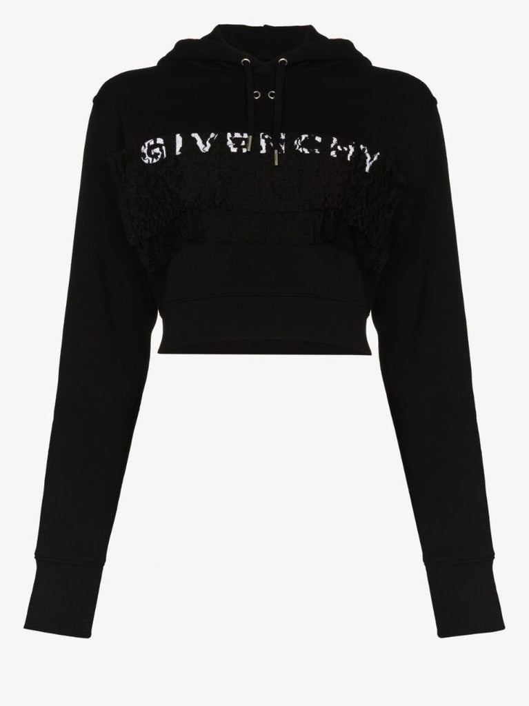 Lace Detail Logo Hoodie