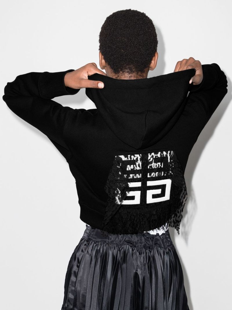 Lace Detail Logo Hoodie
