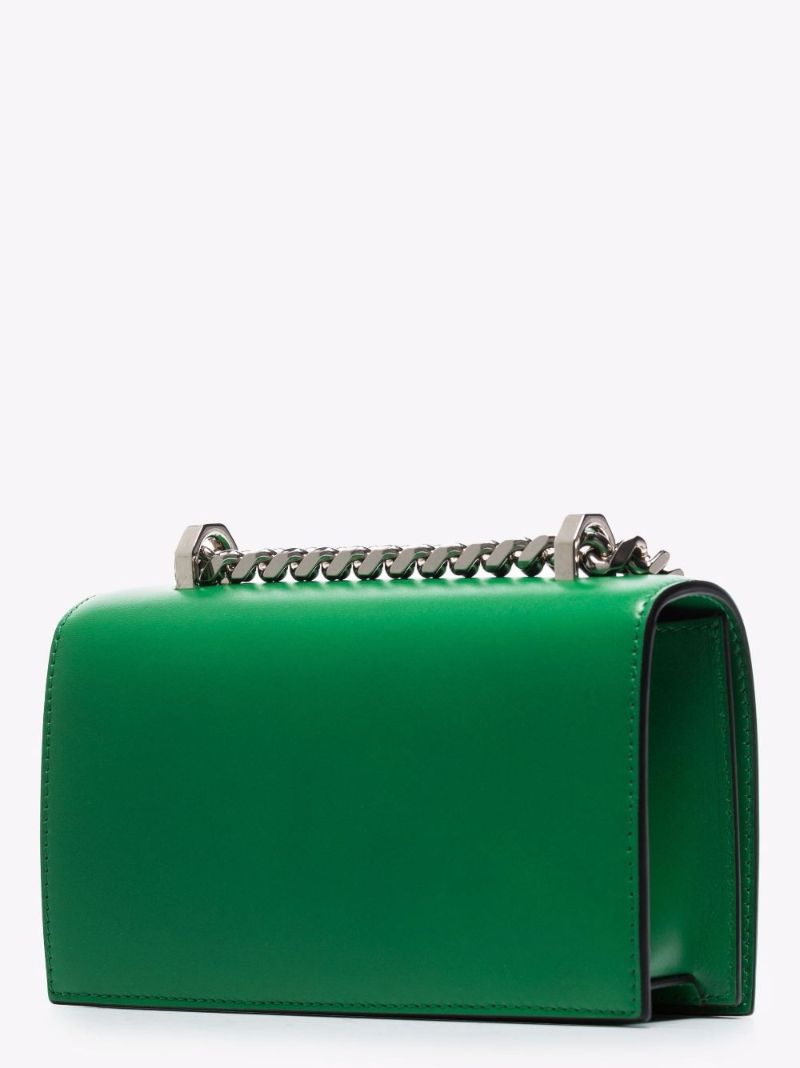 Green Four Ring Mini Leather Cross Body Bag