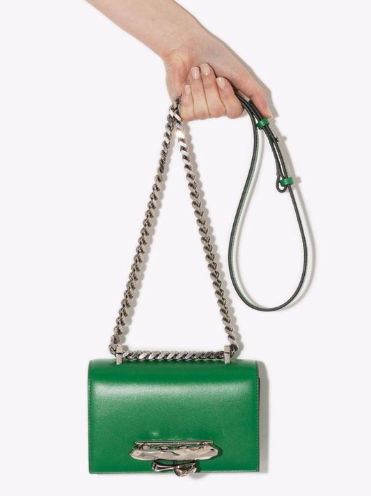 Green Four Ring Mini Leather Cross Body Bag