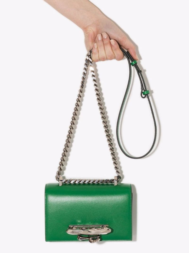 Green Four Ring Mini Leather Cross Body Bag