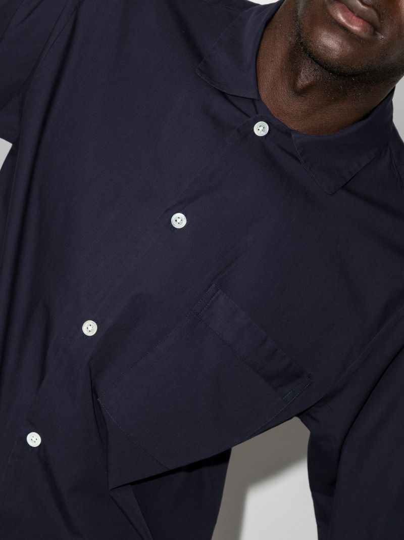 Navy Poplin Pajama Shirt