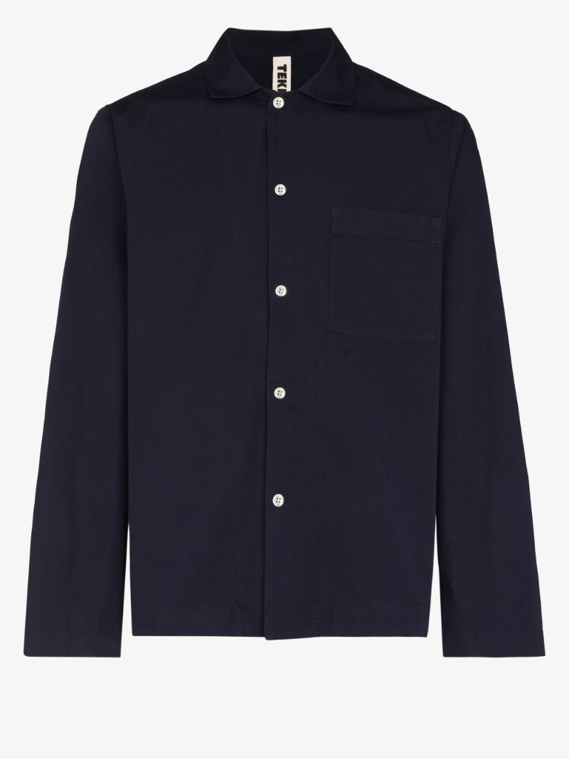 Navy Poplin Pajama Shirt