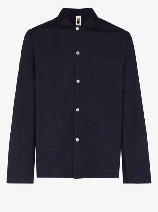 Navy Poplin Pajama Shirt