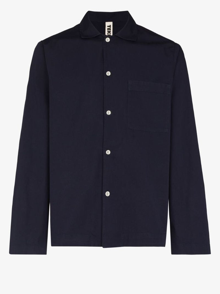 Navy Poplin Pajama Shirt