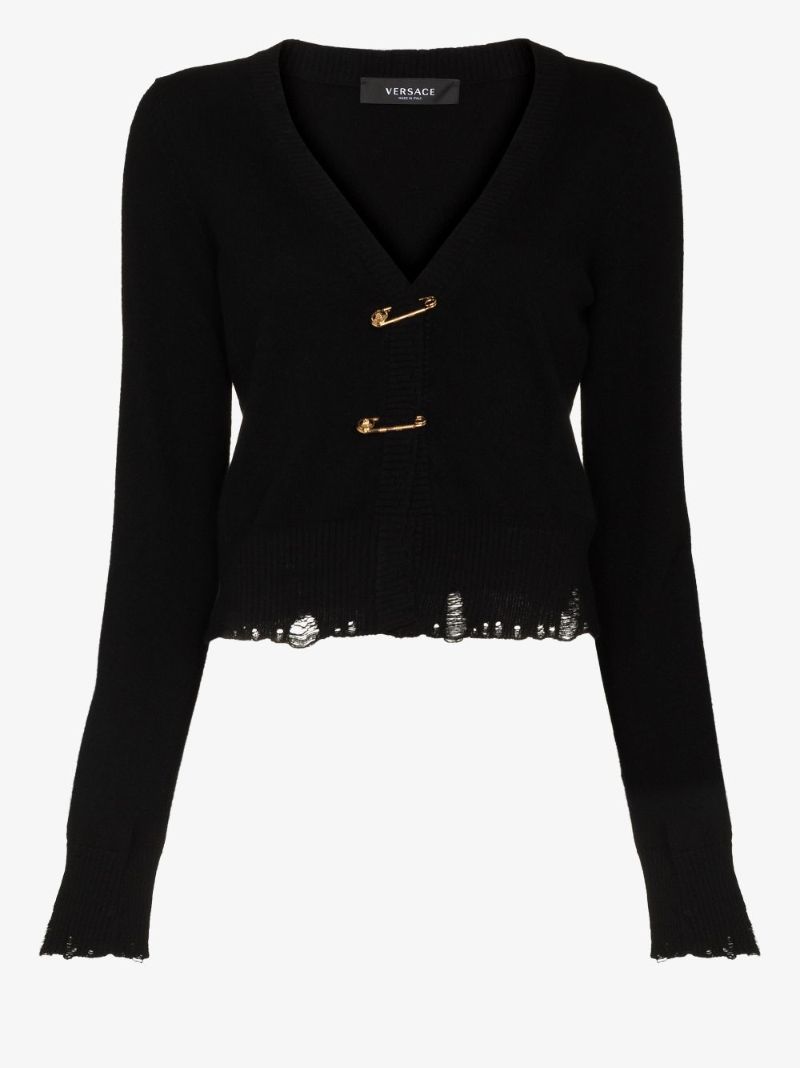 Safety Pin Cashmere Cardigan