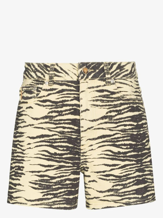 Tiger-print Denim Shorts