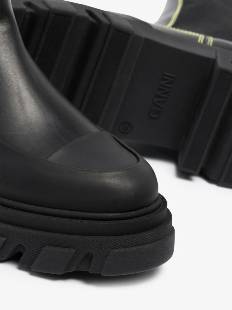 Black Chunky Leather Chelsea Boots