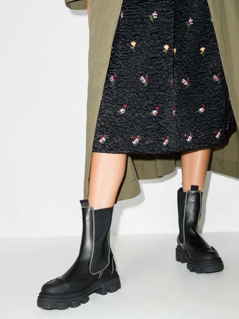Black Chunky Leather Chelsea Boots