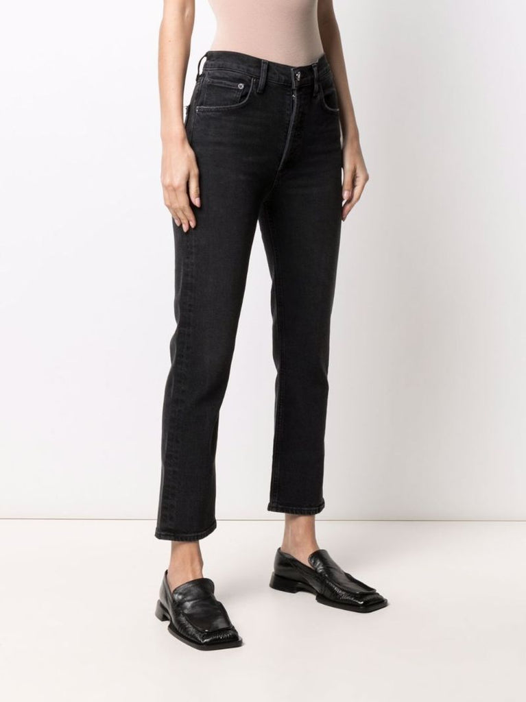 Black Riley High-rise Slim Crop Jeans