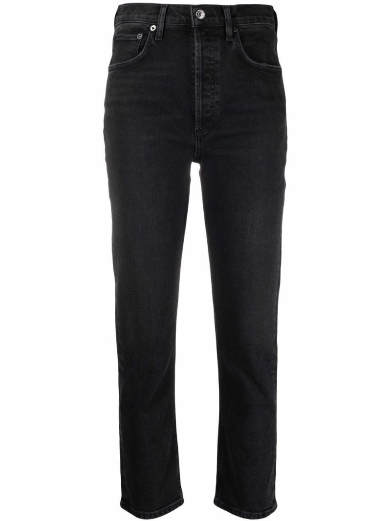 Black Riley High-rise Slim Crop Jeans