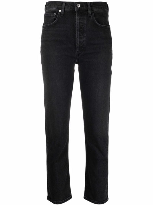 Black Riley High-rise Slim Crop Jeans