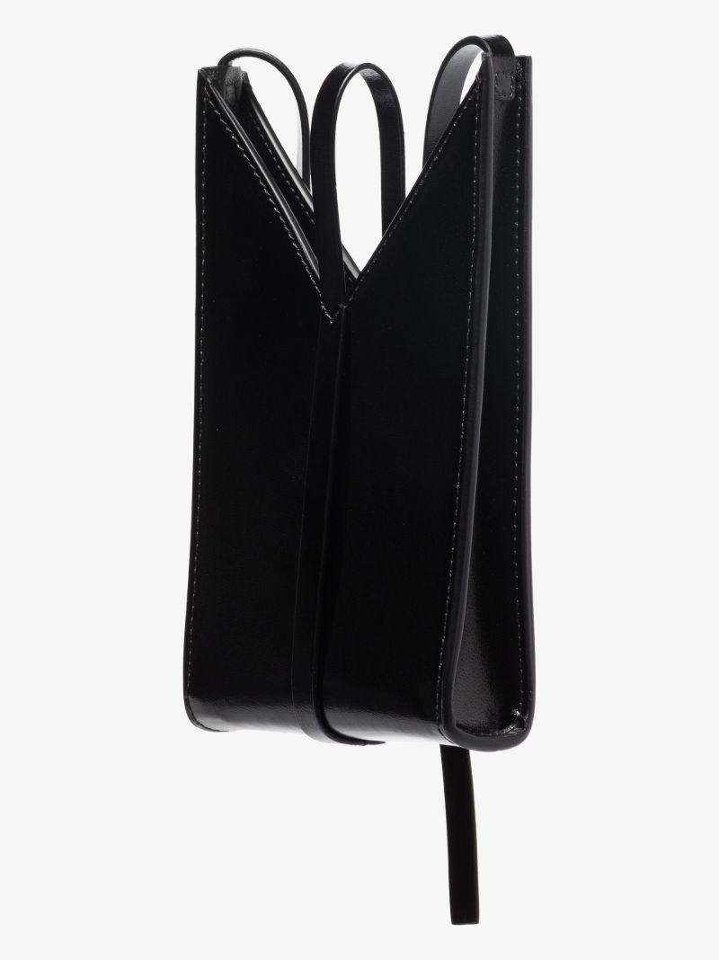 Black Cut Out Leather Phone Bag