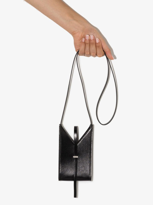 Black Cut Out Leather Phone Bag