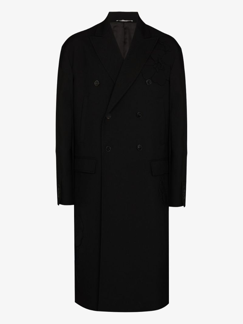 AppliquÃ_x0083_Â©d Double-breasted Wool Coat