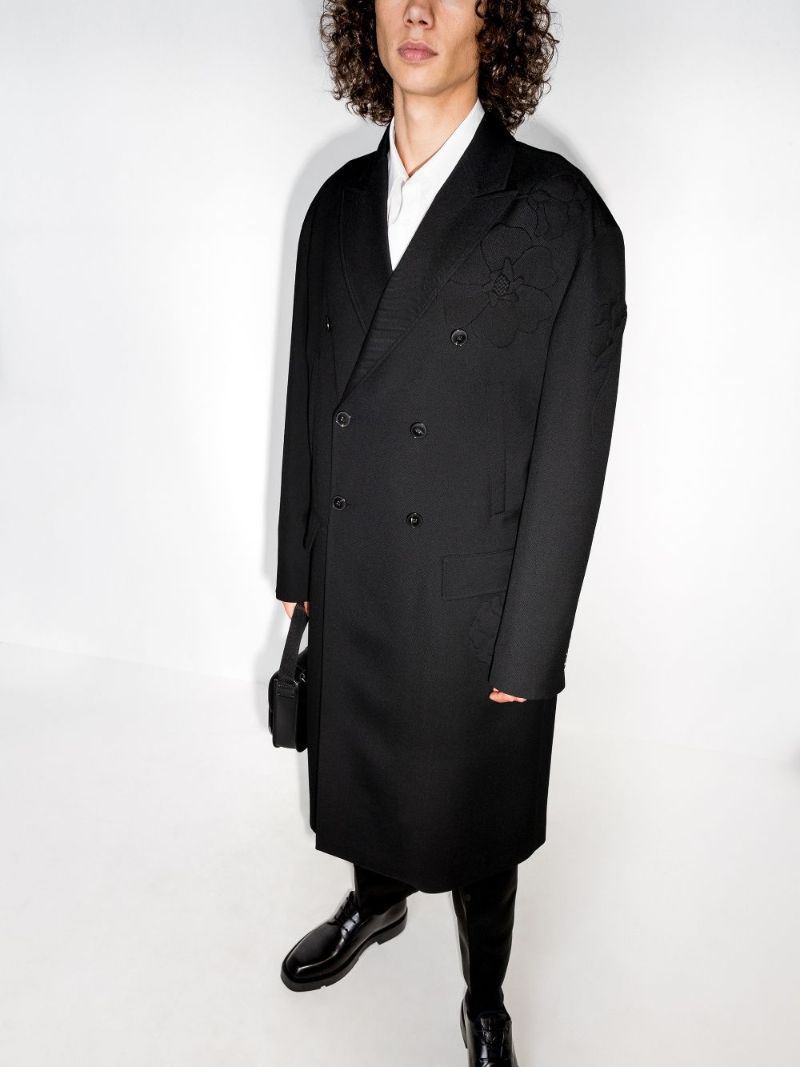 AppliquÃ_x0083_Â©d Double-breasted Wool Coat