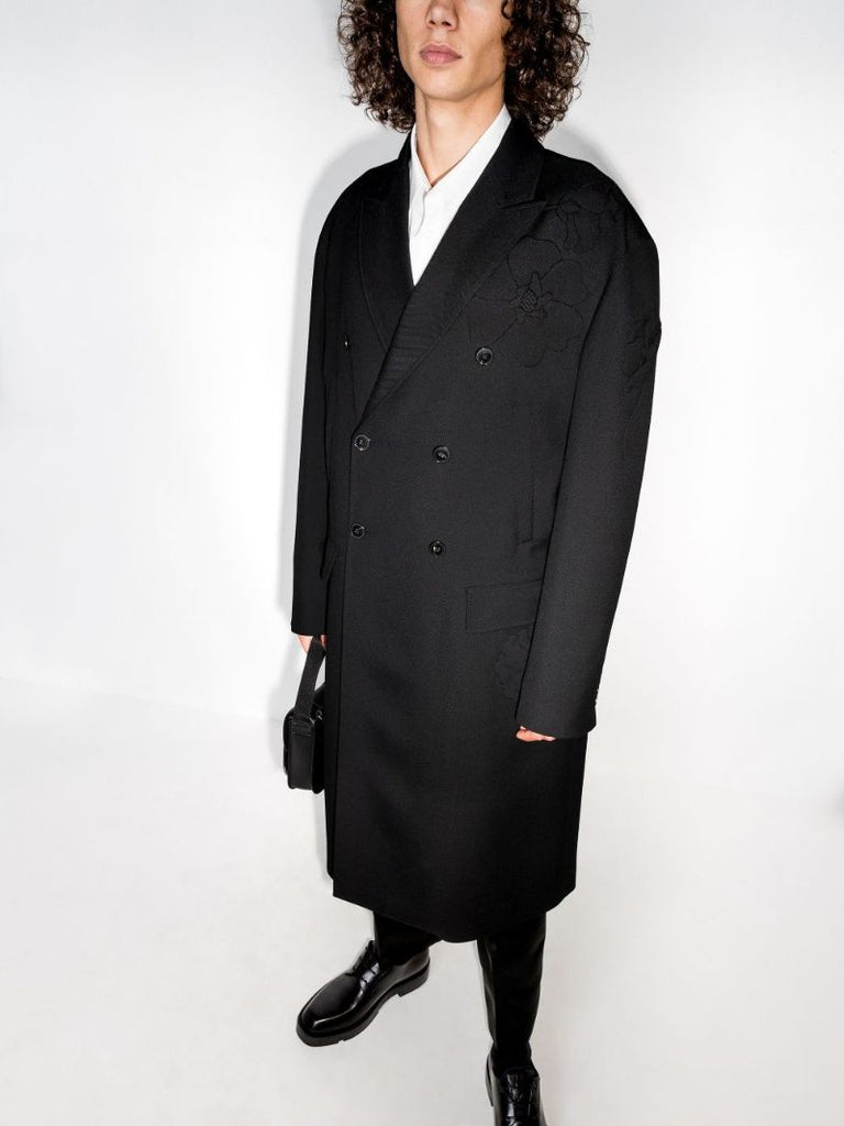 AppliquÃ_x0083_Â©d Double-breasted Wool Coat
