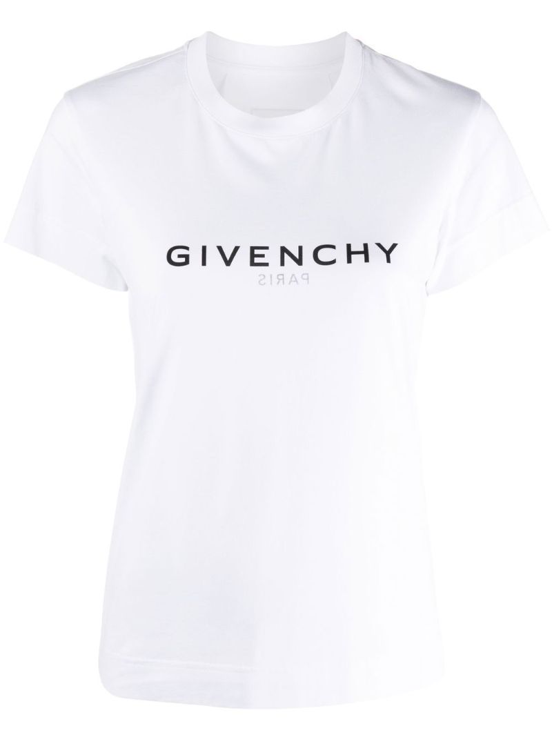 White Logo Print Cotton T-shirt