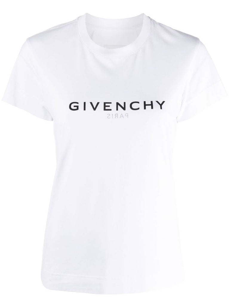 White Logo Print Cotton T-shirt