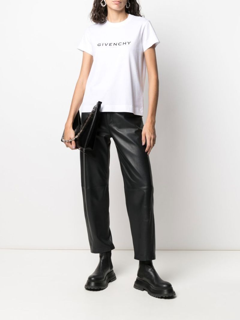 White Logo Print Cotton T-shirt