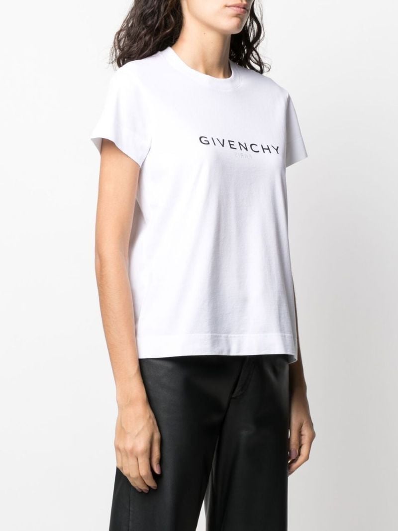 White Logo Print Cotton T-shirt