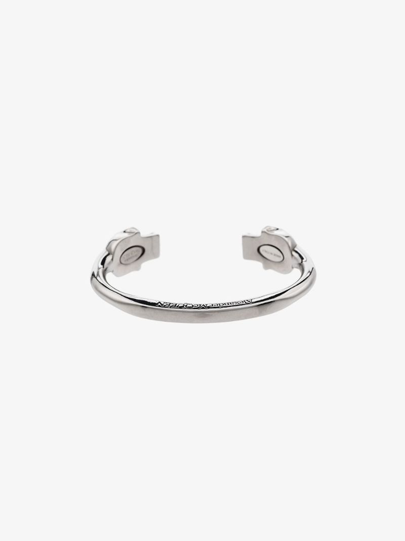 Silver-tone Twin Skull Bracelet