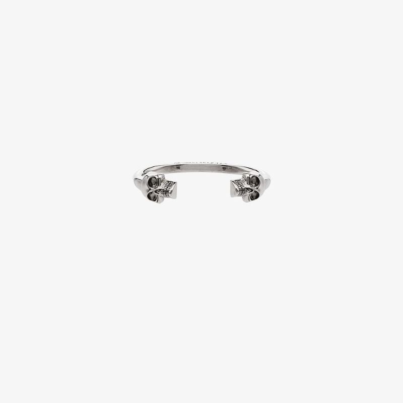 Silver-tone Twin Skull Bracelet