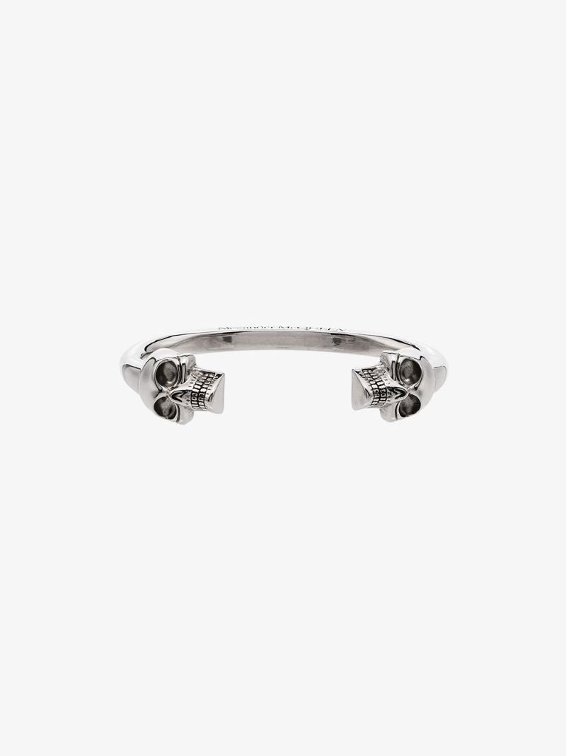 Silver-tone Twin Skull Bracelet