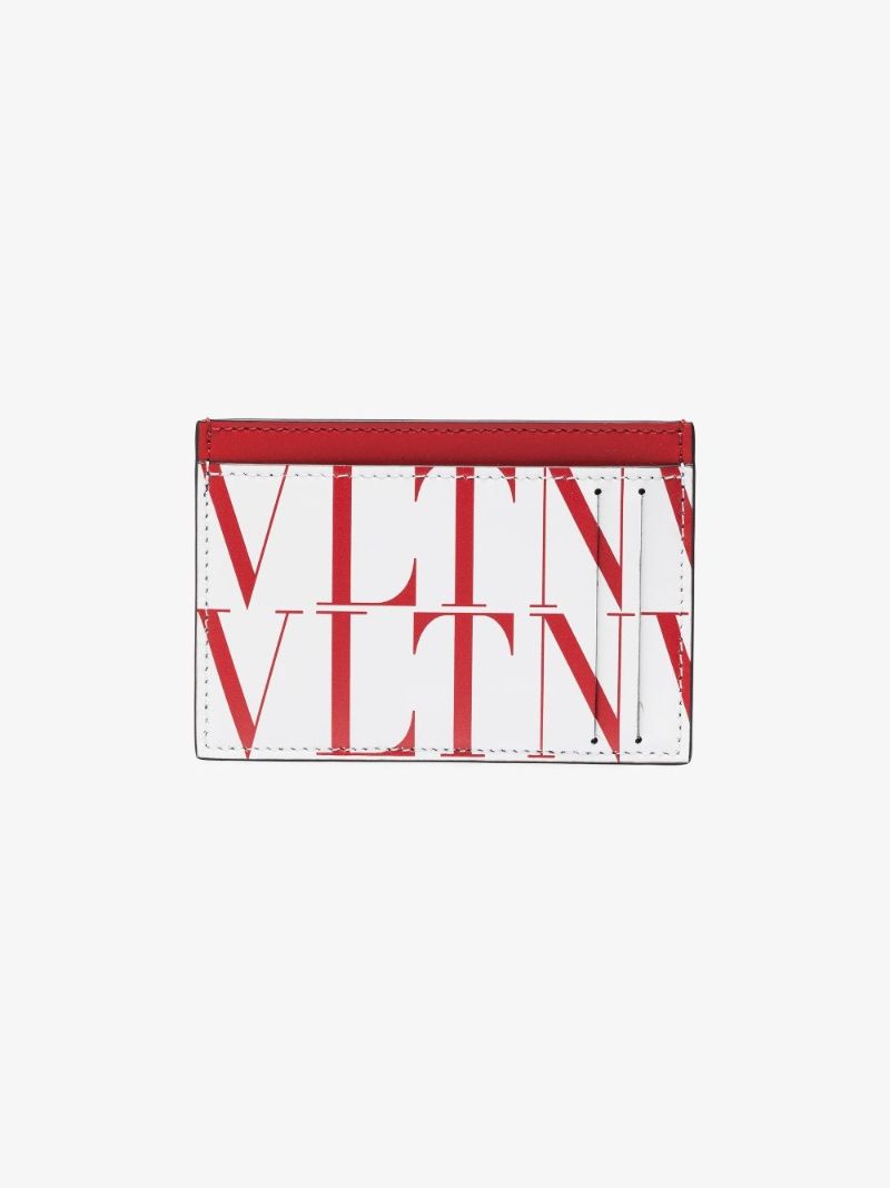 White and Red Vltn Times Leather Card Holder