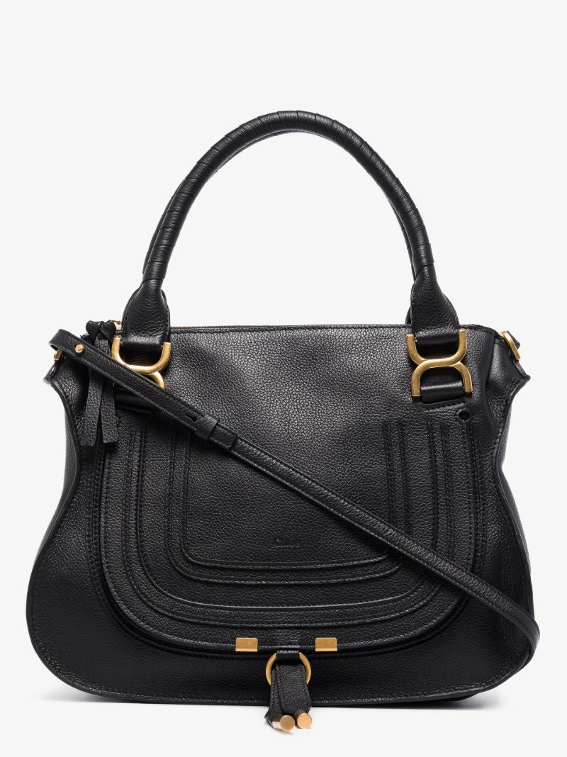 Black Marcie Large Leather Tote Bag