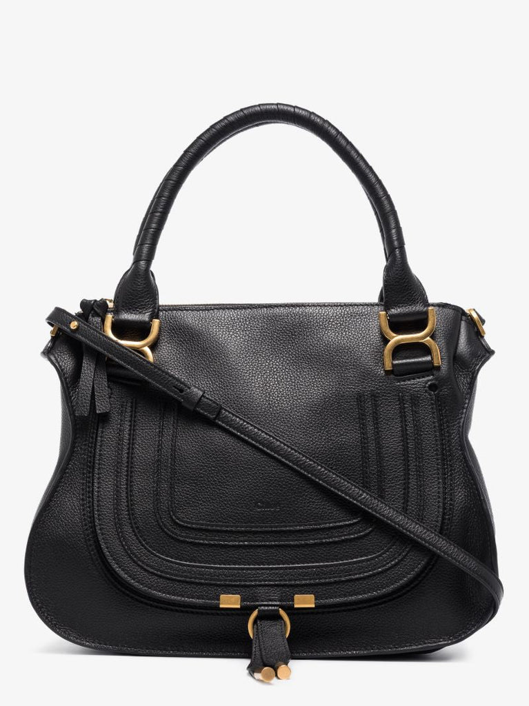 Black Marcie Large Leather Tote Bag