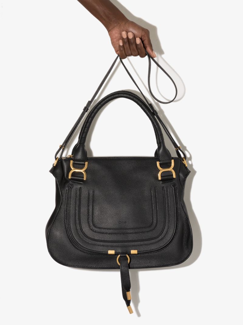 Black Marcie Large Leather Tote Bag