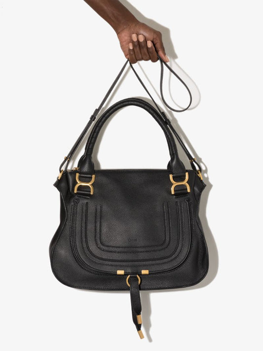 Black Marcie Large Leather Tote Bag