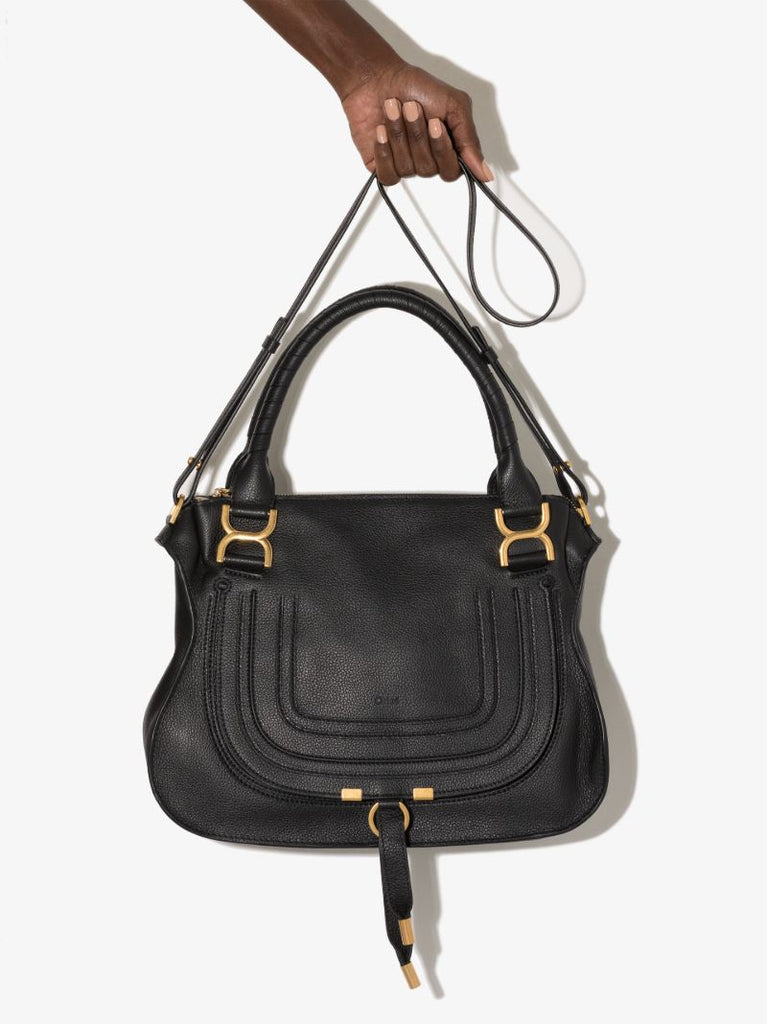 Black Marcie Large Leather Tote Bag