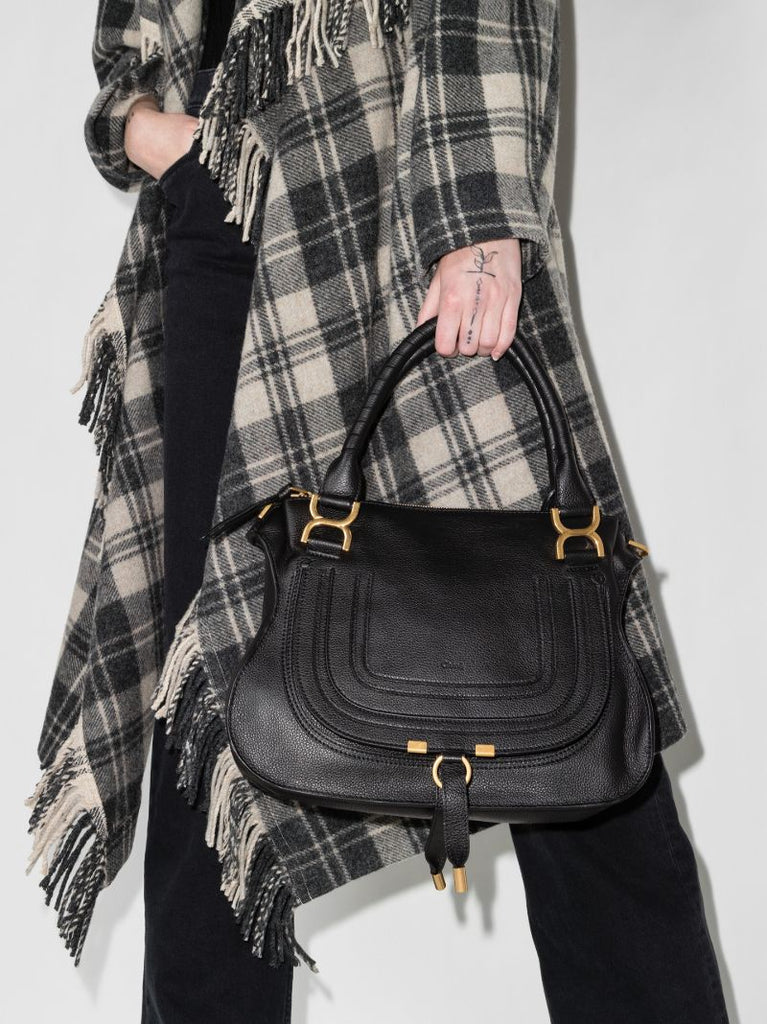 Black Marcie Large Leather Tote Bag