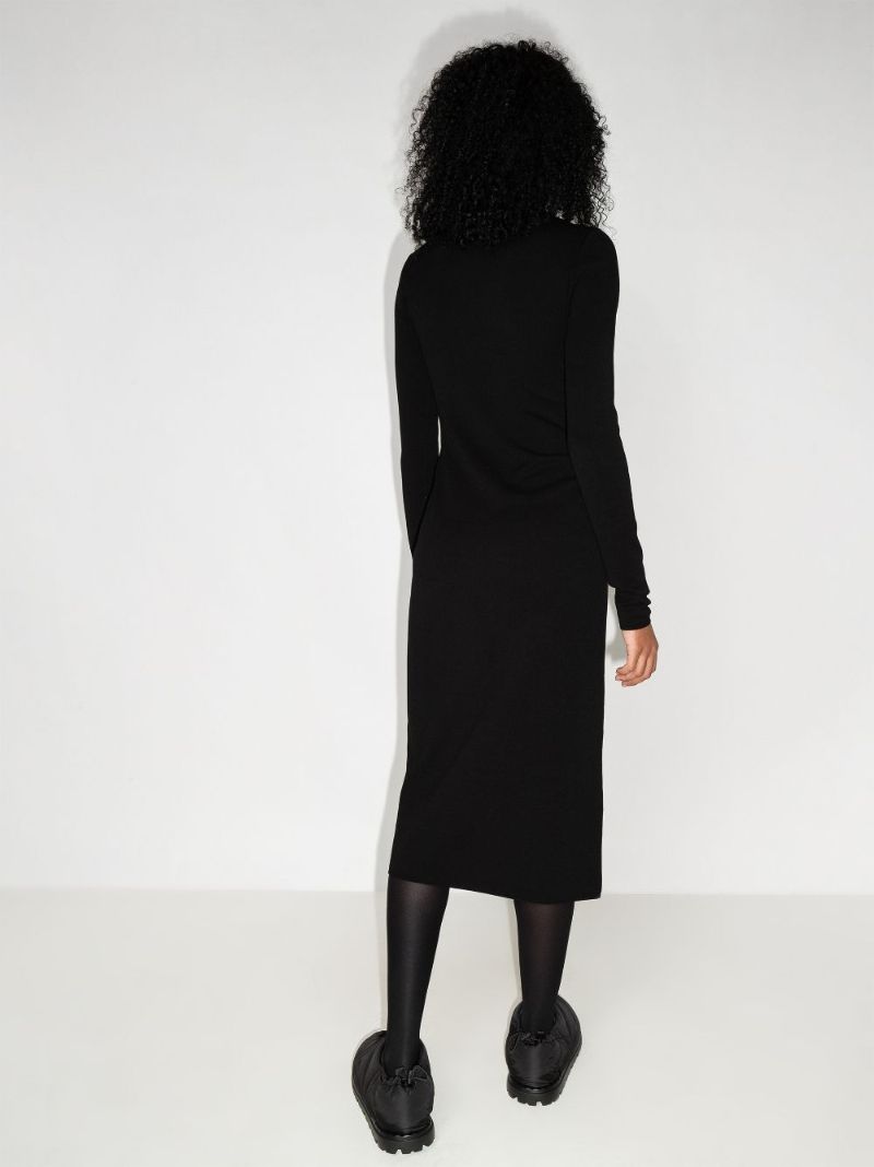 Zipped High Neck Midi Dress