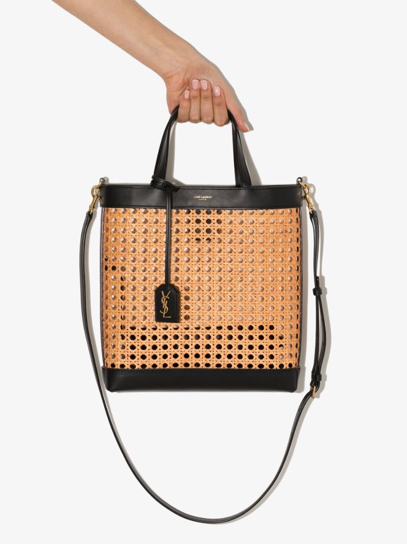 Black and Neutral Toy Raffia Tote Bag