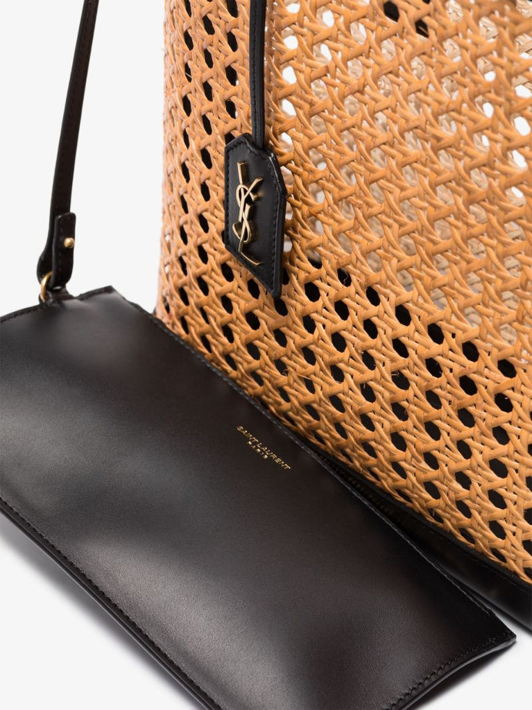 Black and Neutral Toy Raffia Tote Bag