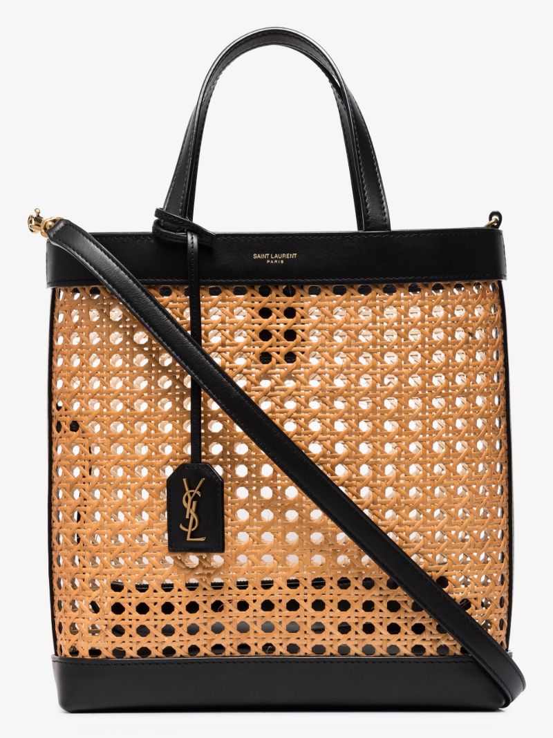 Black and Neutral Toy Raffia Tote Bag