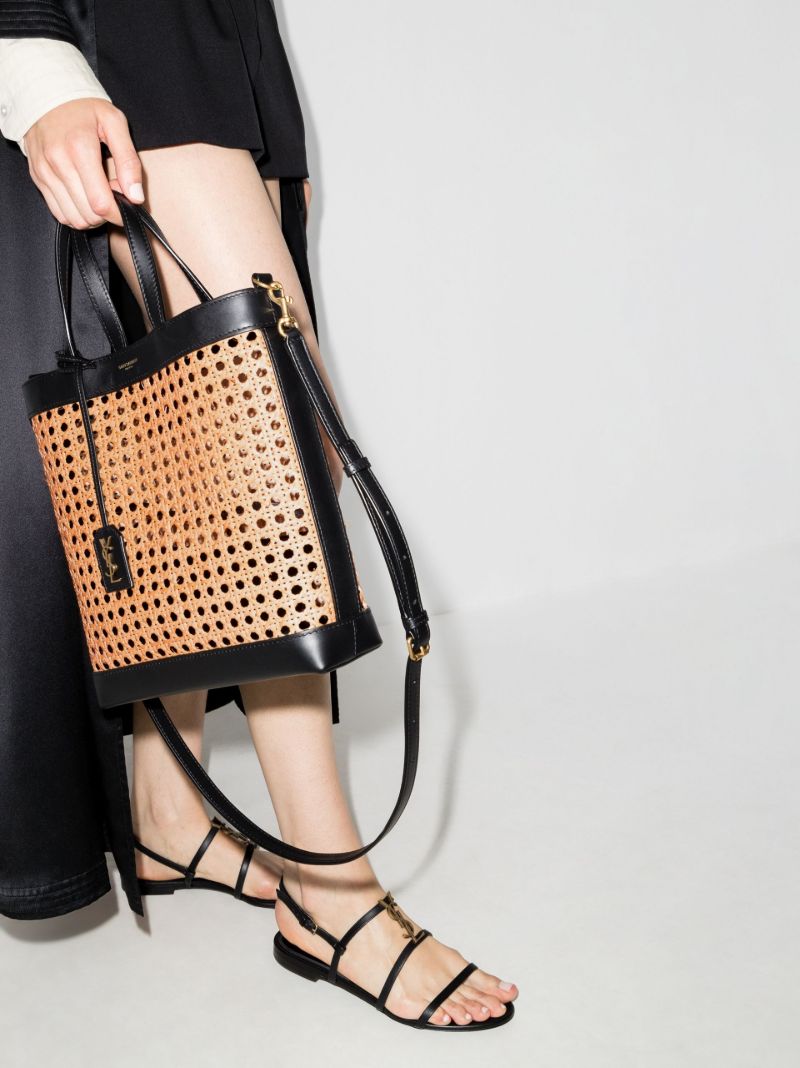 Black and Neutral Toy Raffia Tote Bag