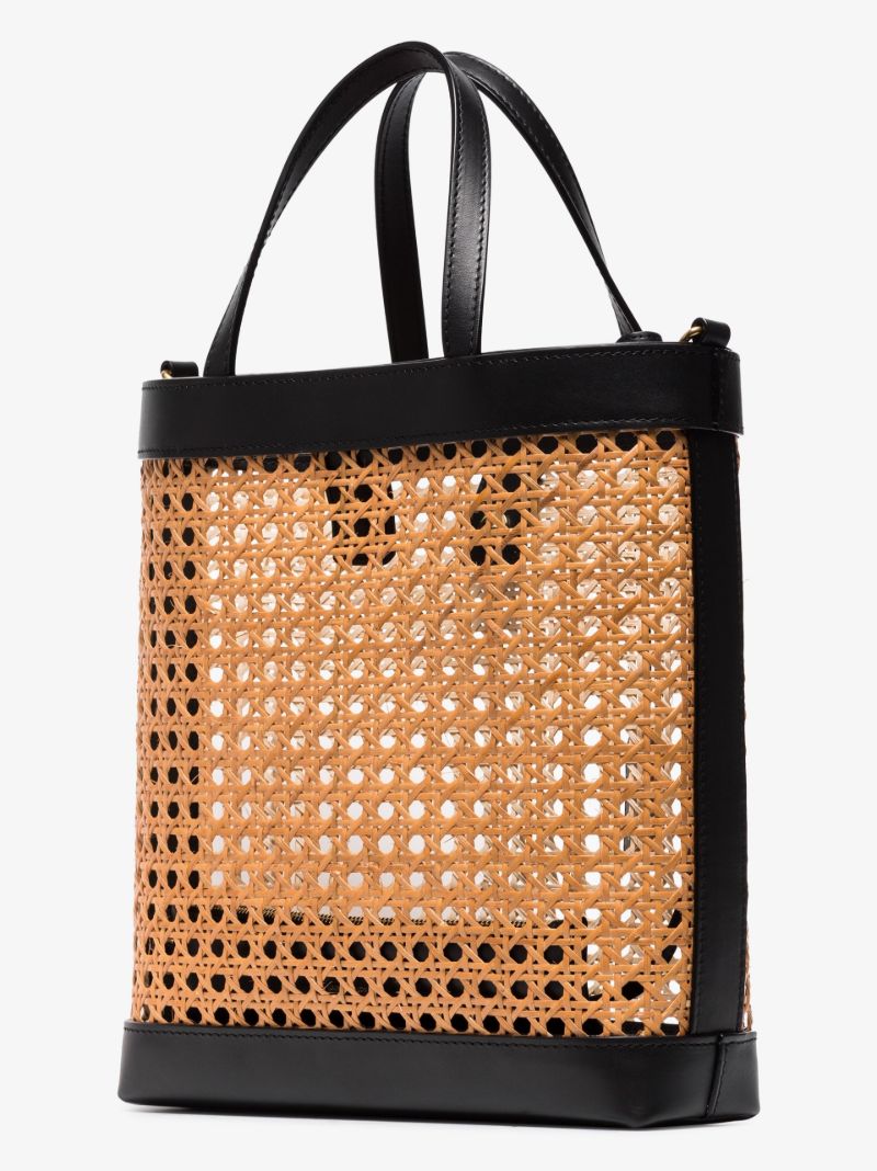 Black and Neutral Toy Raffia Tote Bag